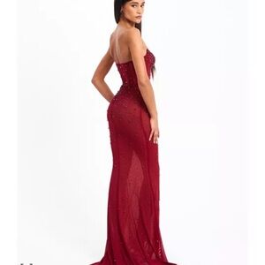 Miss Circle Fatima Burgundy Corset Mermaid Dress
